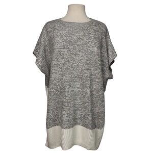 Poncho Knit Tunic Sweater H by Halston Grey White Women Size XS / S